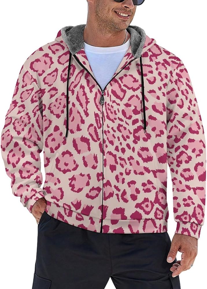 Amazon.co.jp: [WUZY] ピンクのヒョウ柄 パーカー コート ジップアップ